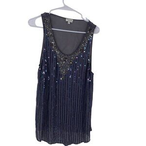 Tasha Polizzi Women's Beaded Sequins Fairy Grunge Whimsigoth Top Gray Size L
